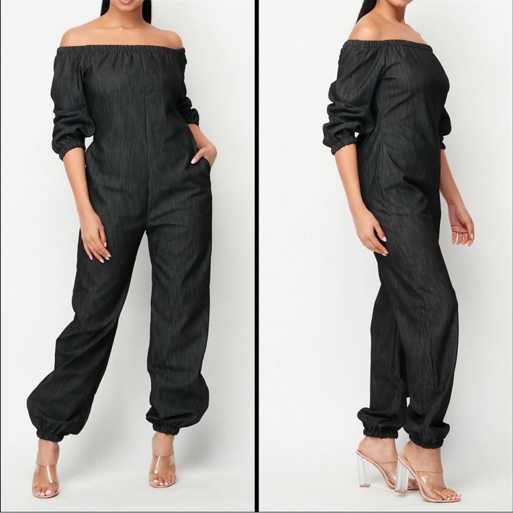 Off-Shoulder Black Jumpsuit